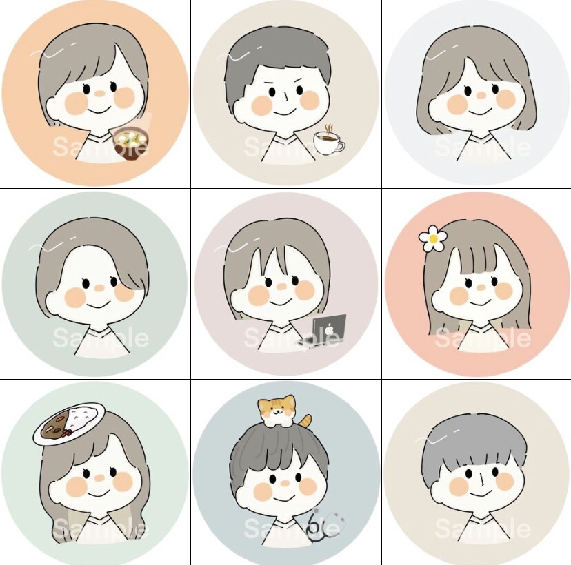 SNS/ブログ ゆるふわ癒しアイコン作ります 男女ともに親近感が生まれやすく癒しになると好評♪♪ イメージ8