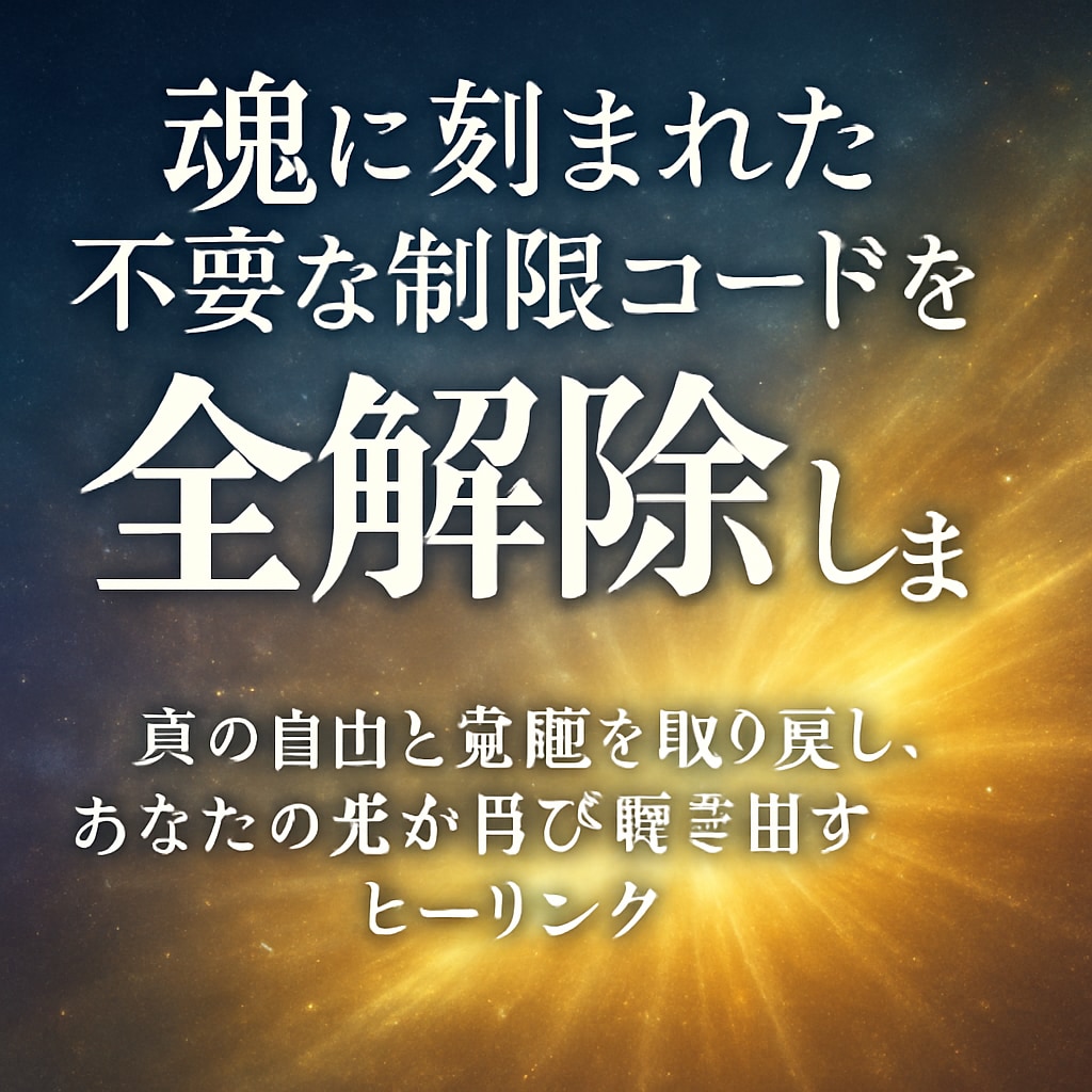 魂に刻まれた不要な制限コードを全解除します 真の自由と覚醒を取り戻し、あなたの光が再び輝き出すヒーリング イメージ4