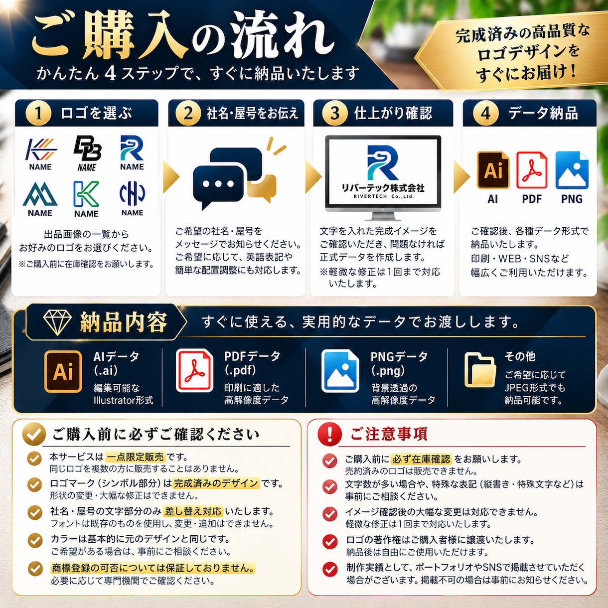 完成済みロゴを一点限定で販売します お好きなデザインに社名・屋号を入れて納品！ イメージ5