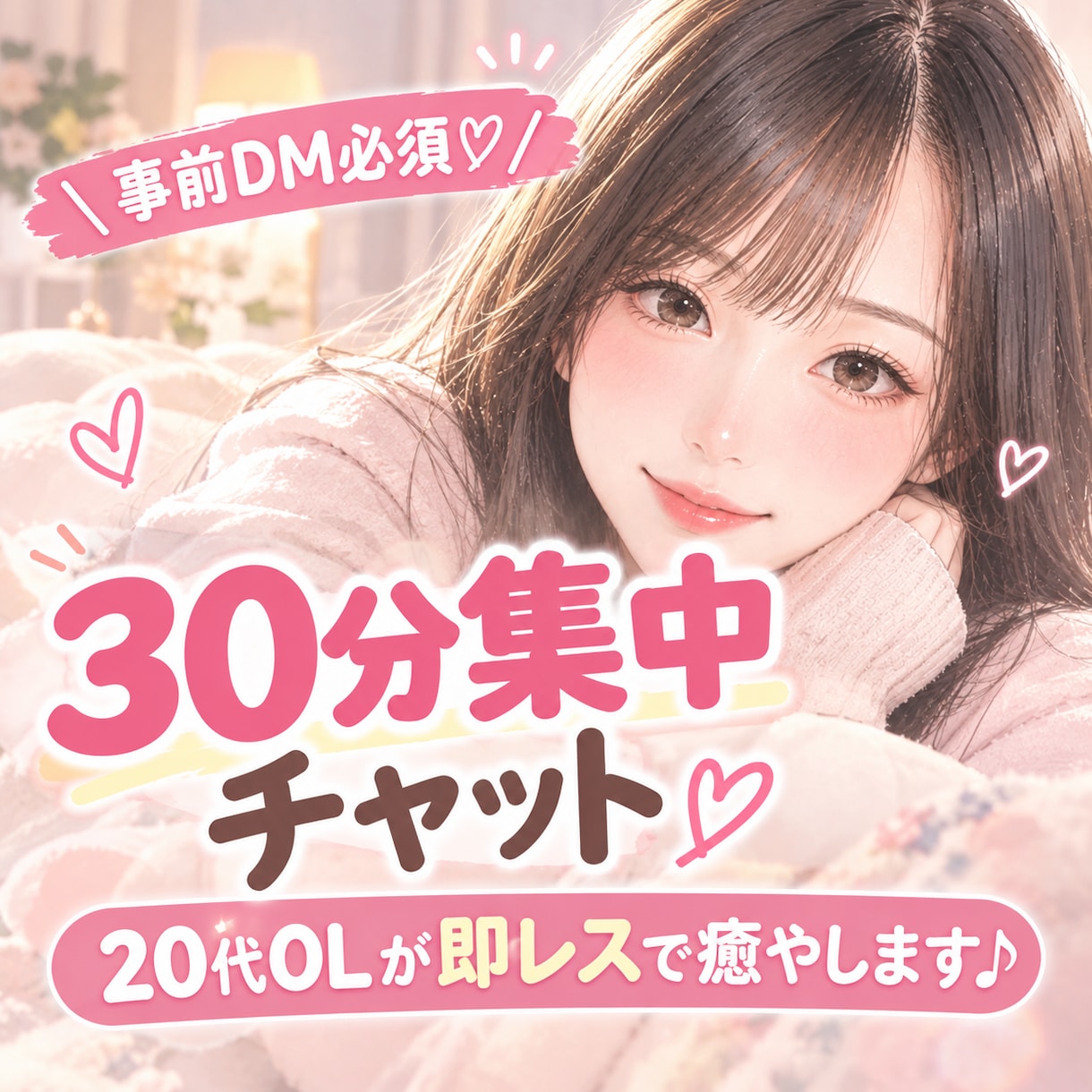 20代OLが❤️30分集中チャットで甘えさせます 事前DM必須❤️夜にLINE感覚で全部受け止めます イメージ1
