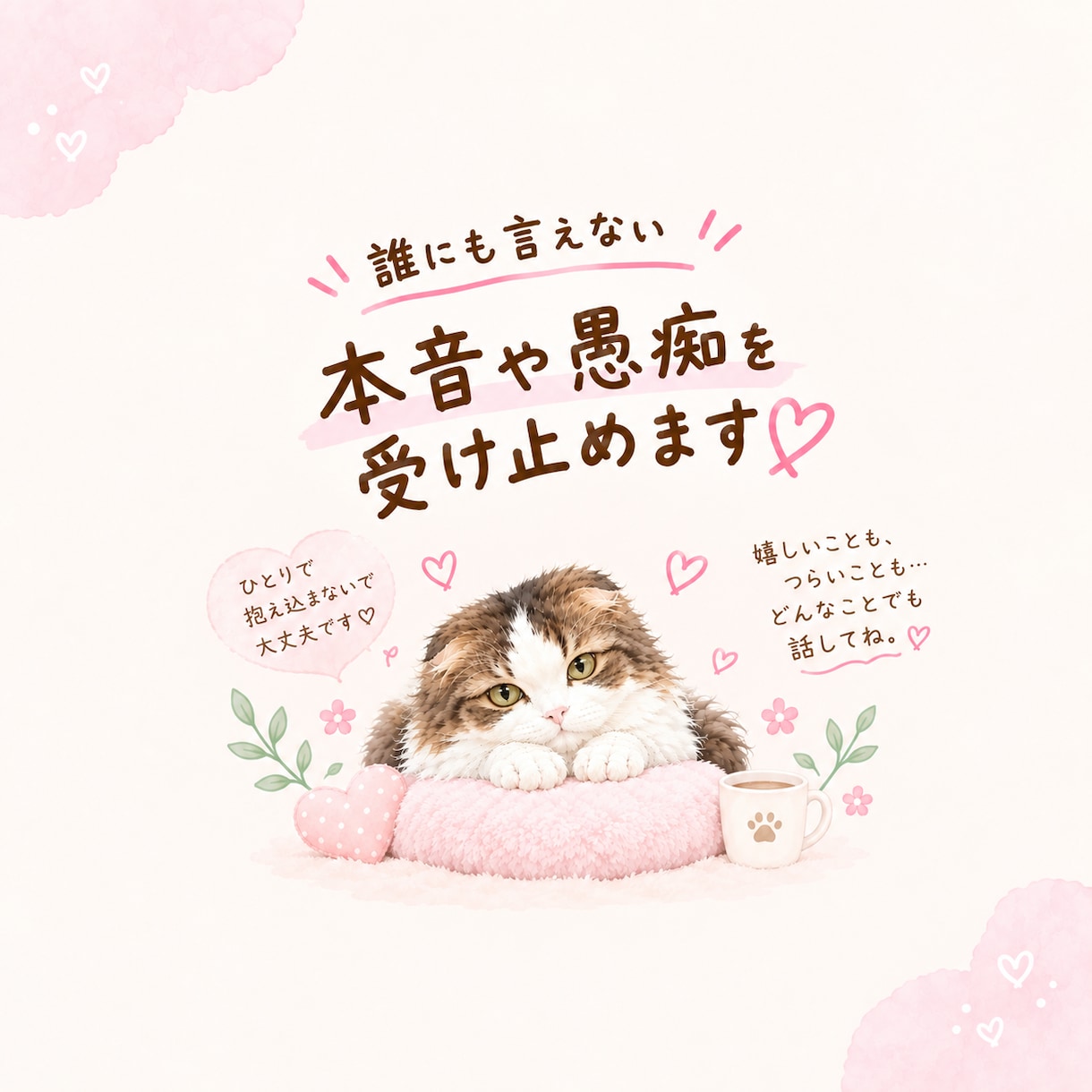 誰にも言えない本音や愚痴を受け止めます 心の重さをそのまま吐き出せる安心空間 イメージ1