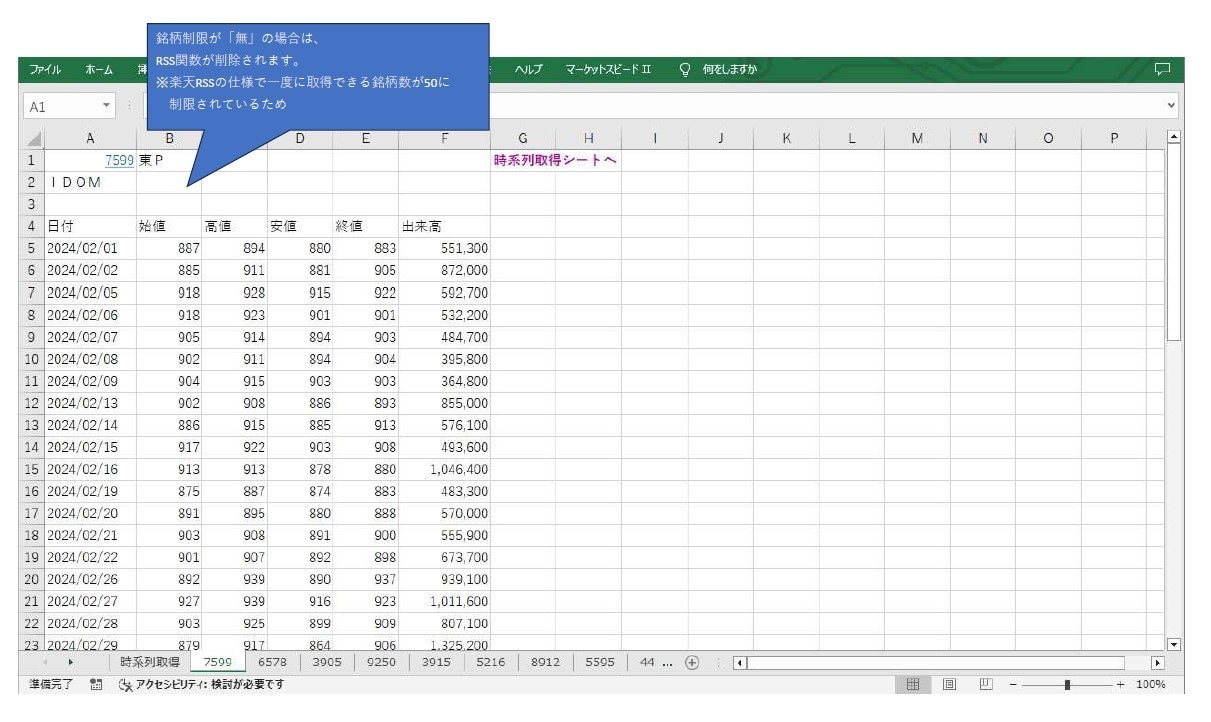 株分析【株価移動平均】楽天RSSを使い分析します 。Excelを使って、データ収集・分析作業の効率化に貢献♪ イメージ3