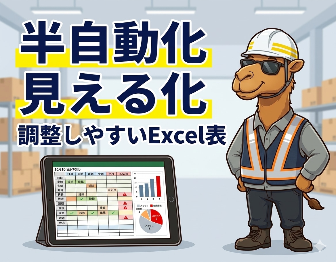 倉庫・物流現場のシフト自動作成ツールを作ります Excelでシフト案を自動作成 イメージ3