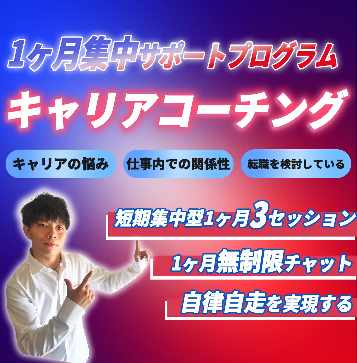 1ヶ月集中キャリアコーチングを提供します セッション３回×無制限チャット/1ヶ月集中キャリアプログラム イメージ1