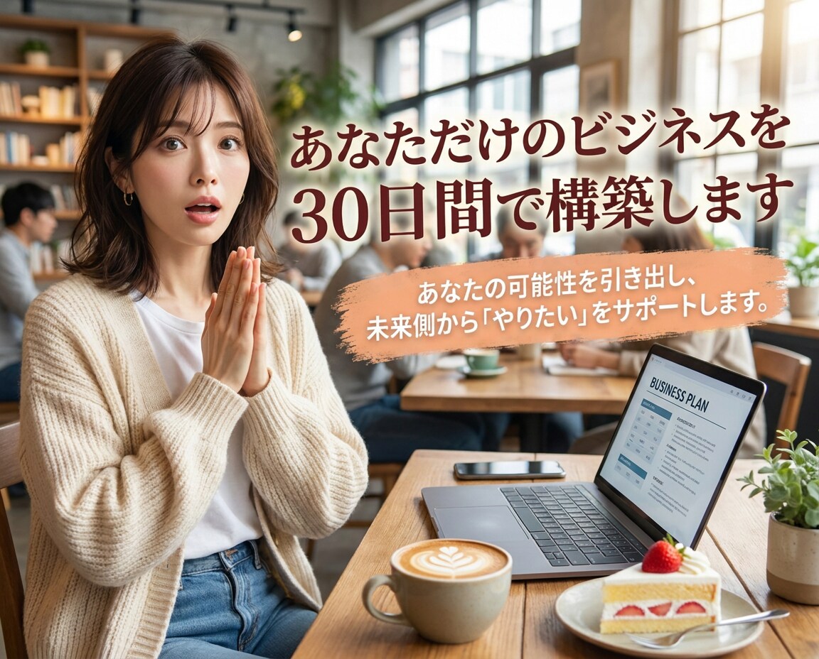 あなただけのビジネスを30日間で構築します 起業塾だけじゃ進まない方の、ありそうでない丁寧な個別サポート イメージ1