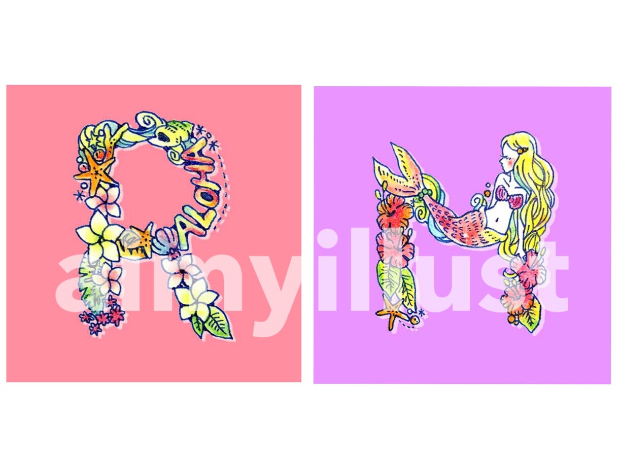 LINEアイコン イニシャルイラスト描きます カップル、友達とのペアアイコン、誕生日や結婚祝いにもオススメ イメージ4