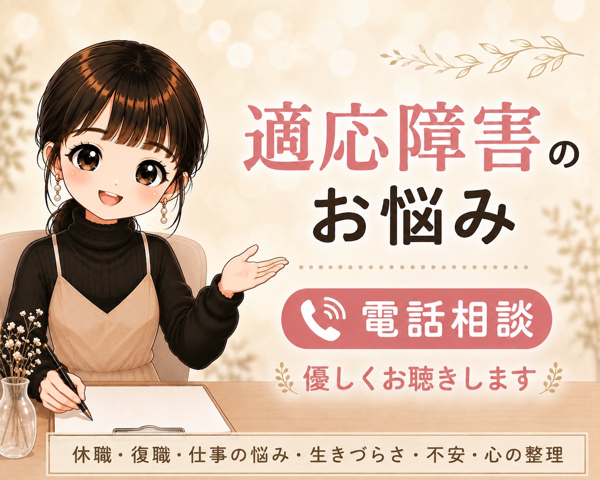 適応障害を経験した私がお話し聞きます 休職・復職・仕事の悩み・生きづらさ・不安・心の整理 イメージ1