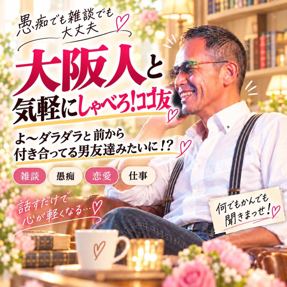 大阪人が‼︎電話でお付き合いします よ〜ダラダラと前から付き合ってる男友達の様に！？ イメージ1