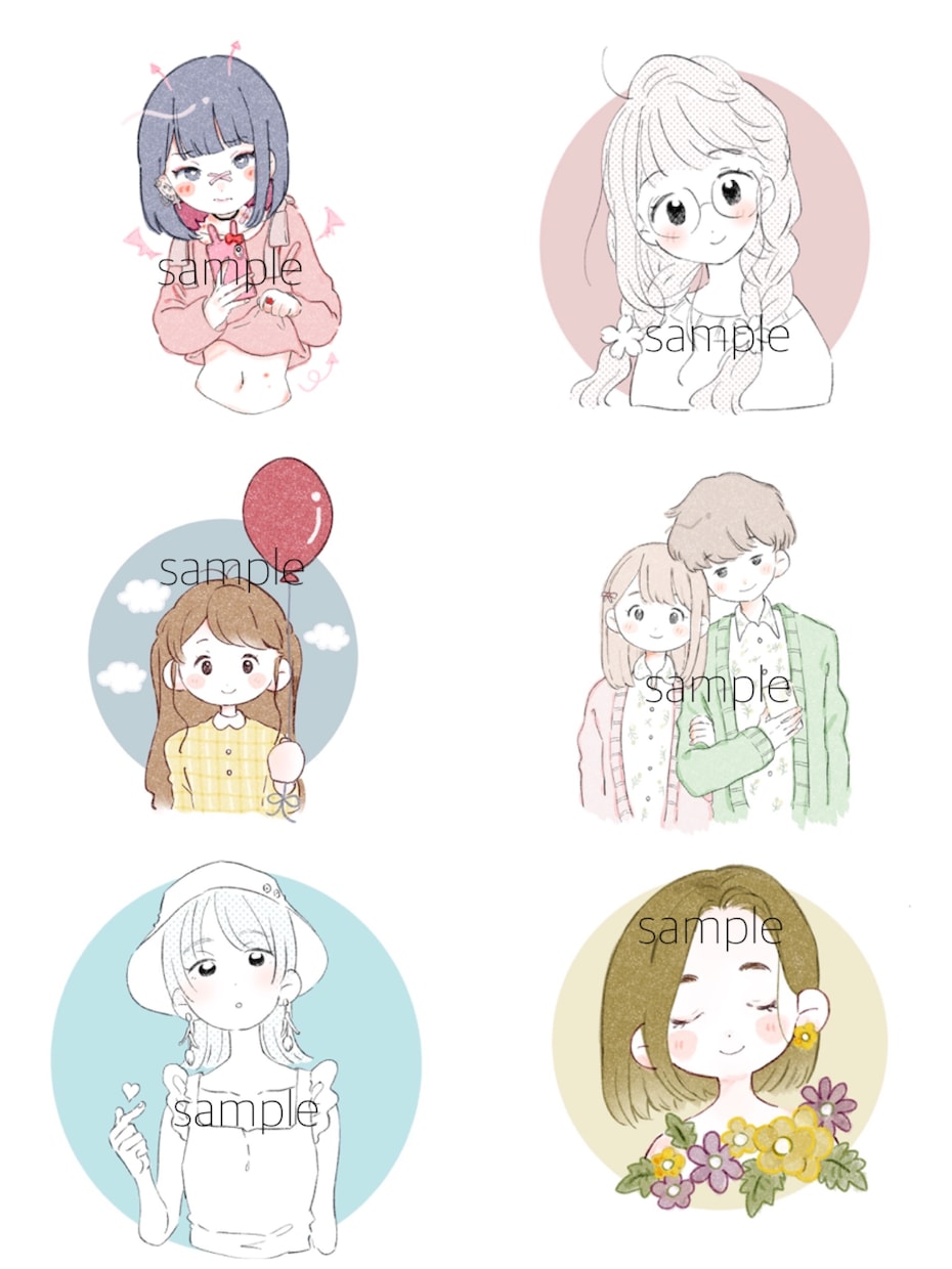シンプルでゆるいイラスト描きます 各種コンテンツで使用するアイコンをゆるい絵柄で描きます。 イメージ1