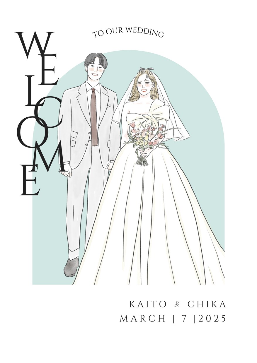 ウェルカムボードイラストお描きします 前撮りなしでも作成できます！プレゼントにもおすすめです！ イメージ1