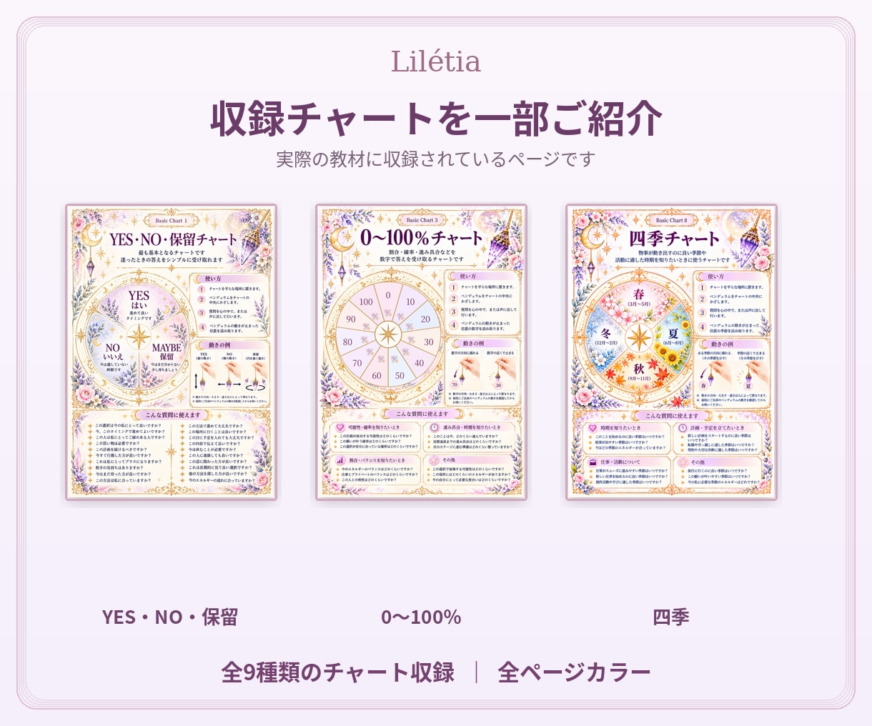 新商品販売記念✨ペンデュラムチャート集を販売します 全ページカラー✨基本の使用方法と9種類のチャートです イメージ3