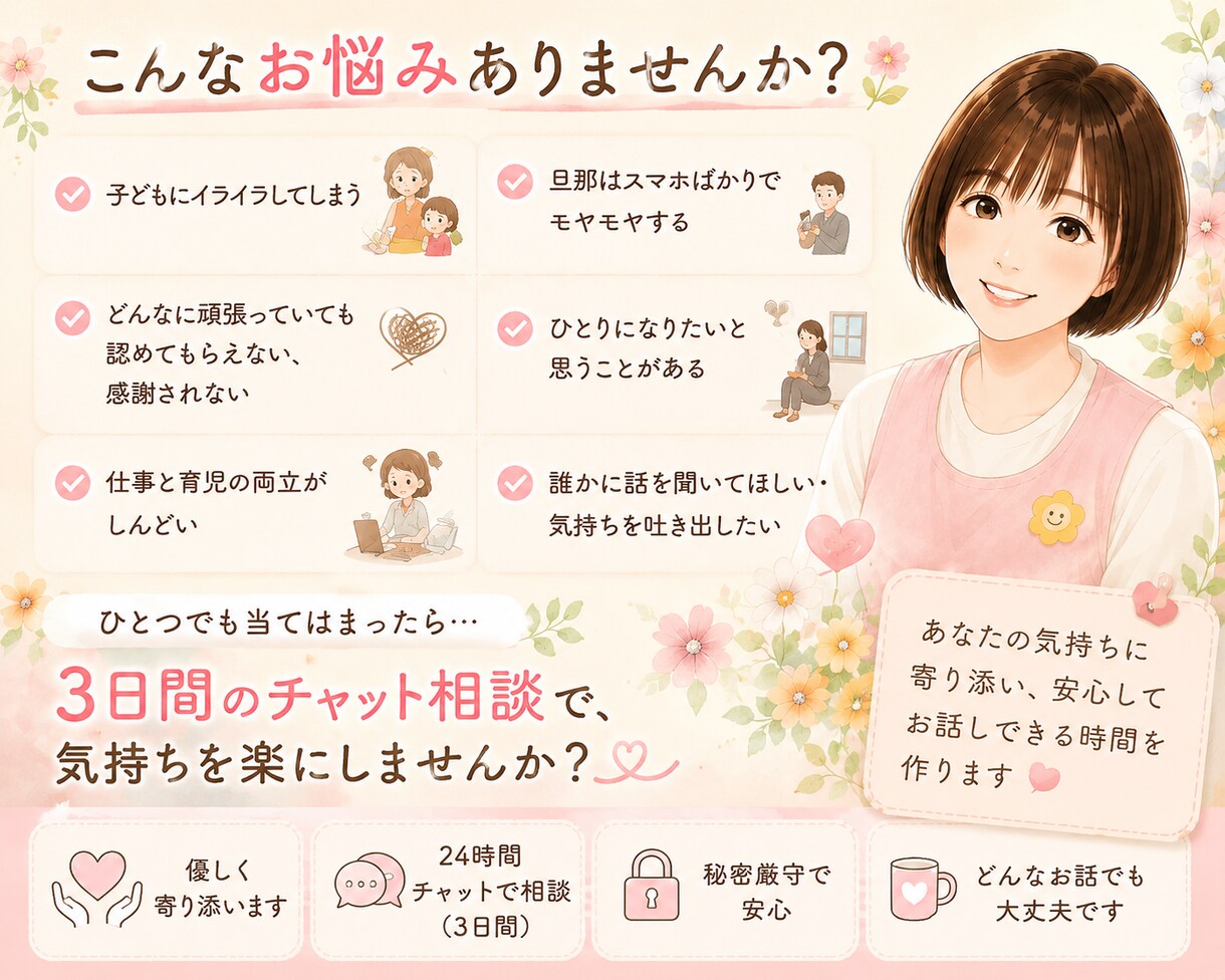 現役保育士・2児ママがあなたのお話聞きします 答えを出さなくてもいい、ただ気持ちを吐き出せる場所を作ります イメージ2