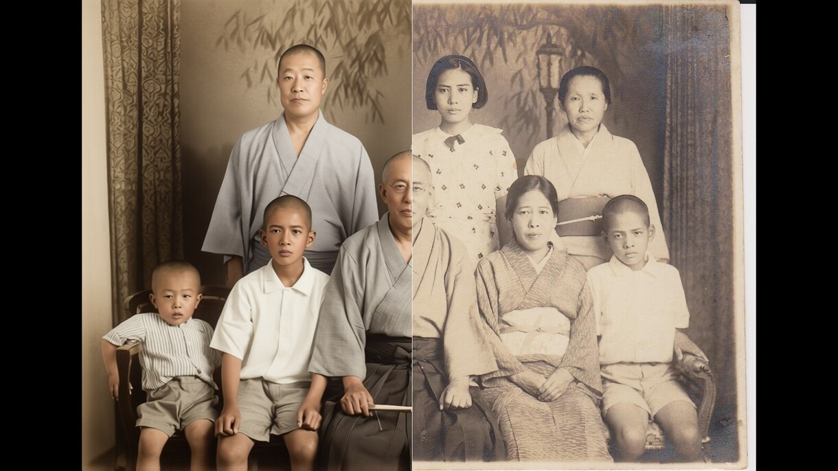 白黒写真をAIでカラー化します 明治・大正・昭和の古い家族写真を鮮やかに蘇らせます イメージ2