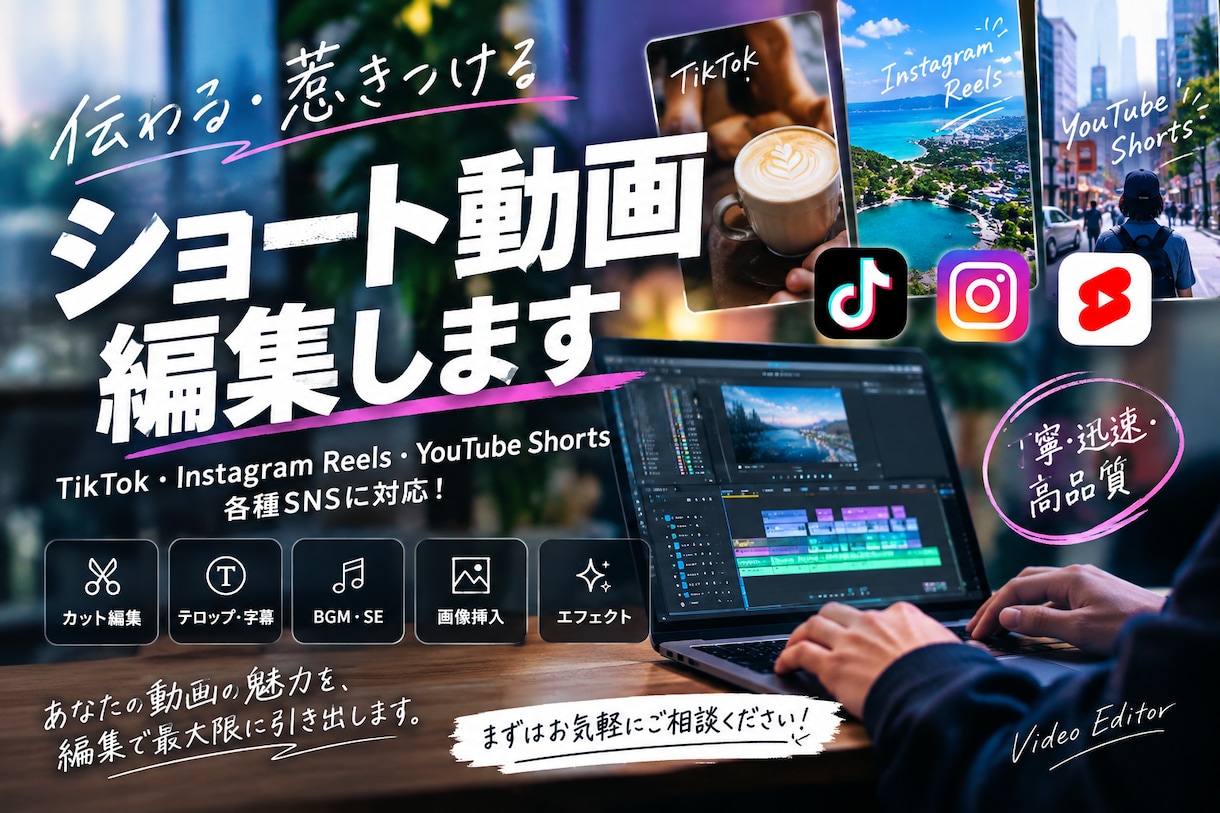 最後まで見られるショート動画を制作します 「伝わる・惹きつける」ショート動画を丁寧に編集します イメージ1