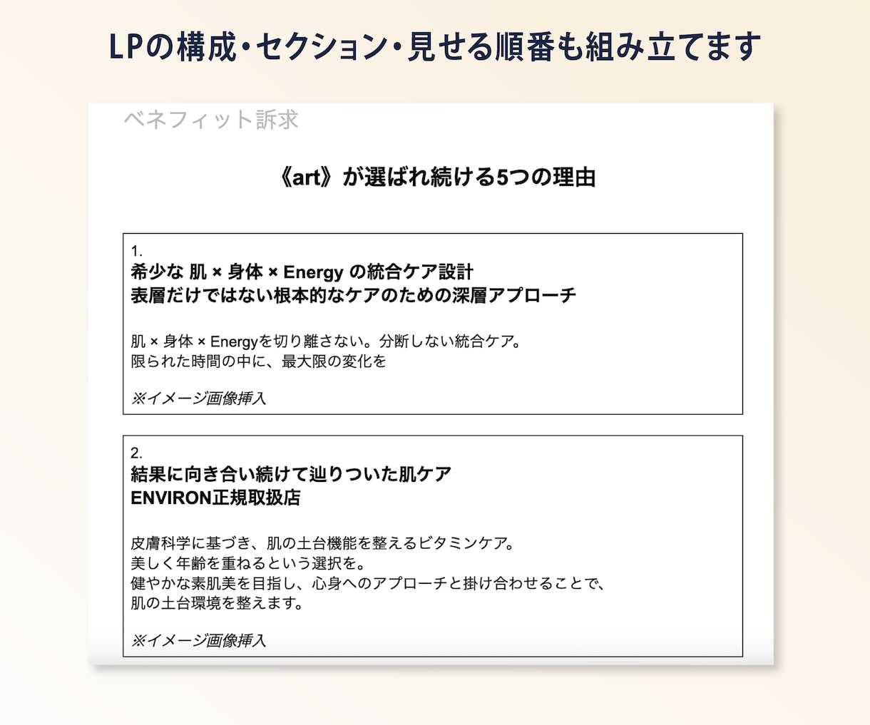 デザイナーに渡せるLP構成と原稿を作成します LP制作前の原稿作成をまるっと代行 イメージ6