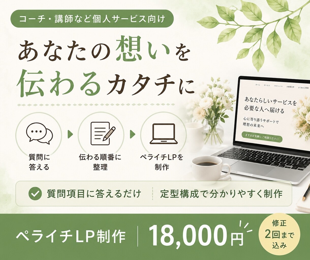 原稿を整えてペライチLPを制作します 質問シートに回答するだけ｜定型構成で分かりやすく制作 イメージ1