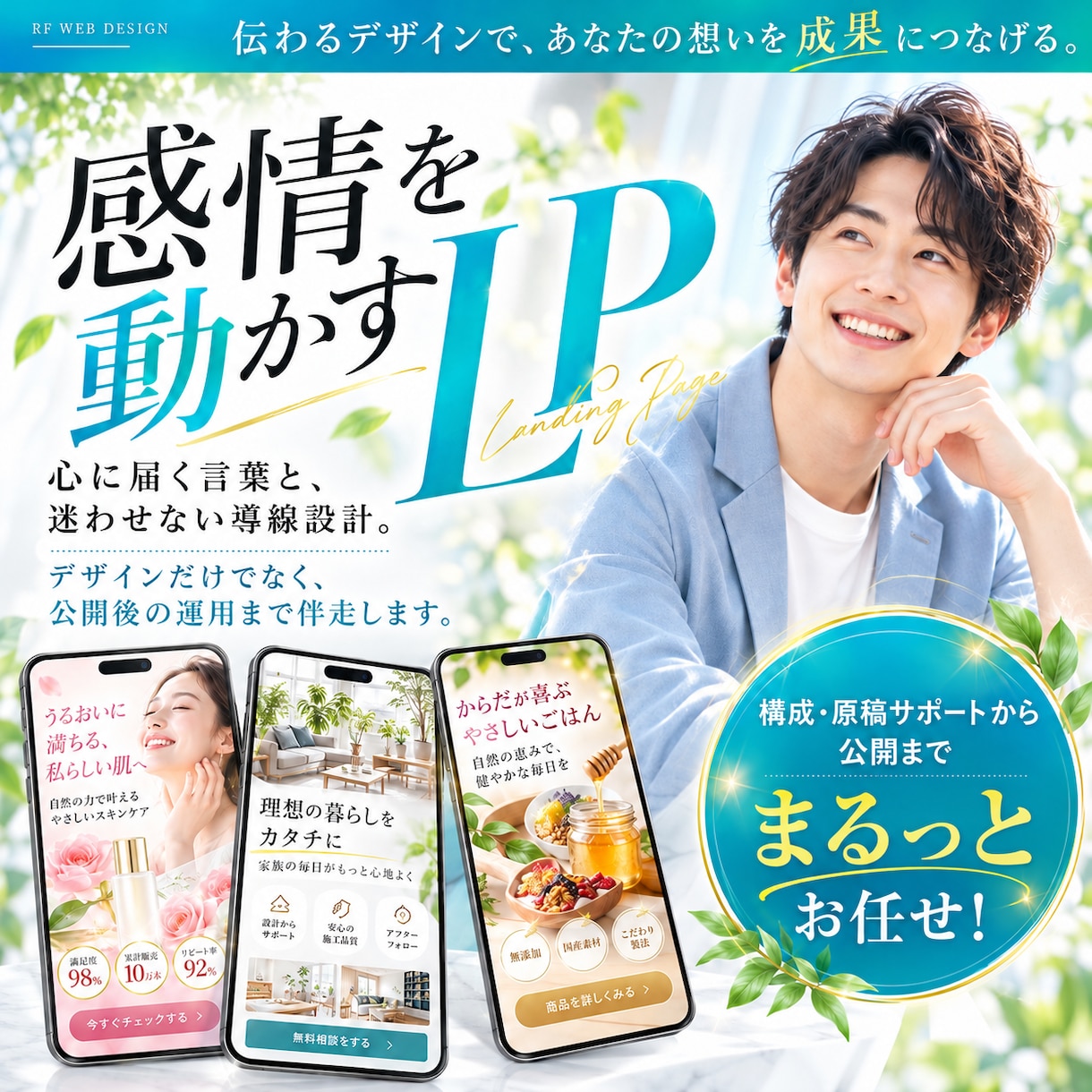 感情を動かす集客LPを構成から制作します 原稿サポート・デザイン・スマホ対応・公開まで法人が一貫制作 イメージ1