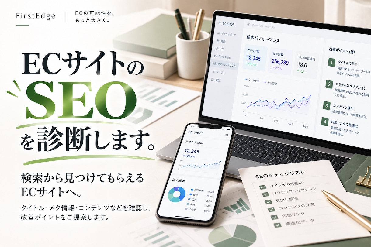 自社ECサイトのSEOを診断します 検索から見つけてもらえるECサイトへ、改善ポイントをご提案！ イメージ1