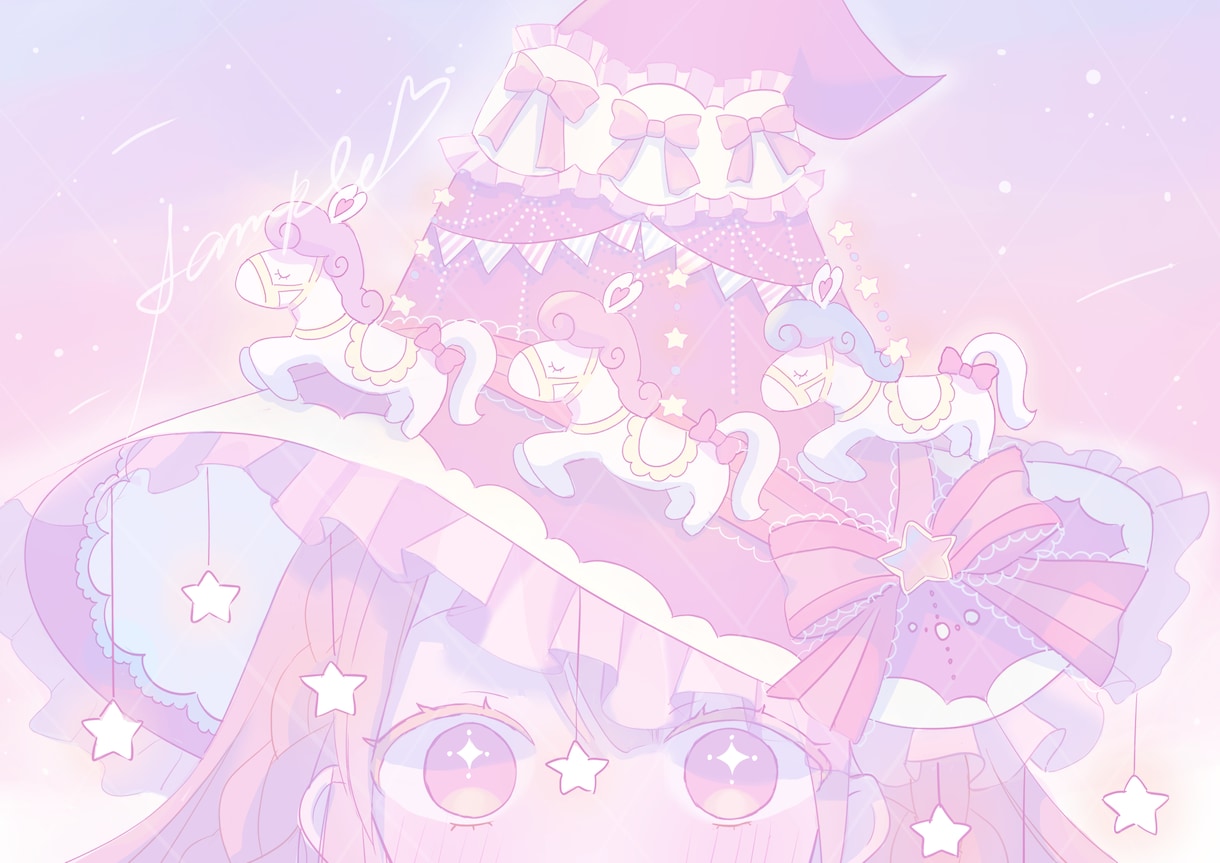 選べる塗り2種☆ゆめかわでポップなイラスト描きます 無料でゴスロリ衣装デザインできます（ご希望者のみ) イメージ7