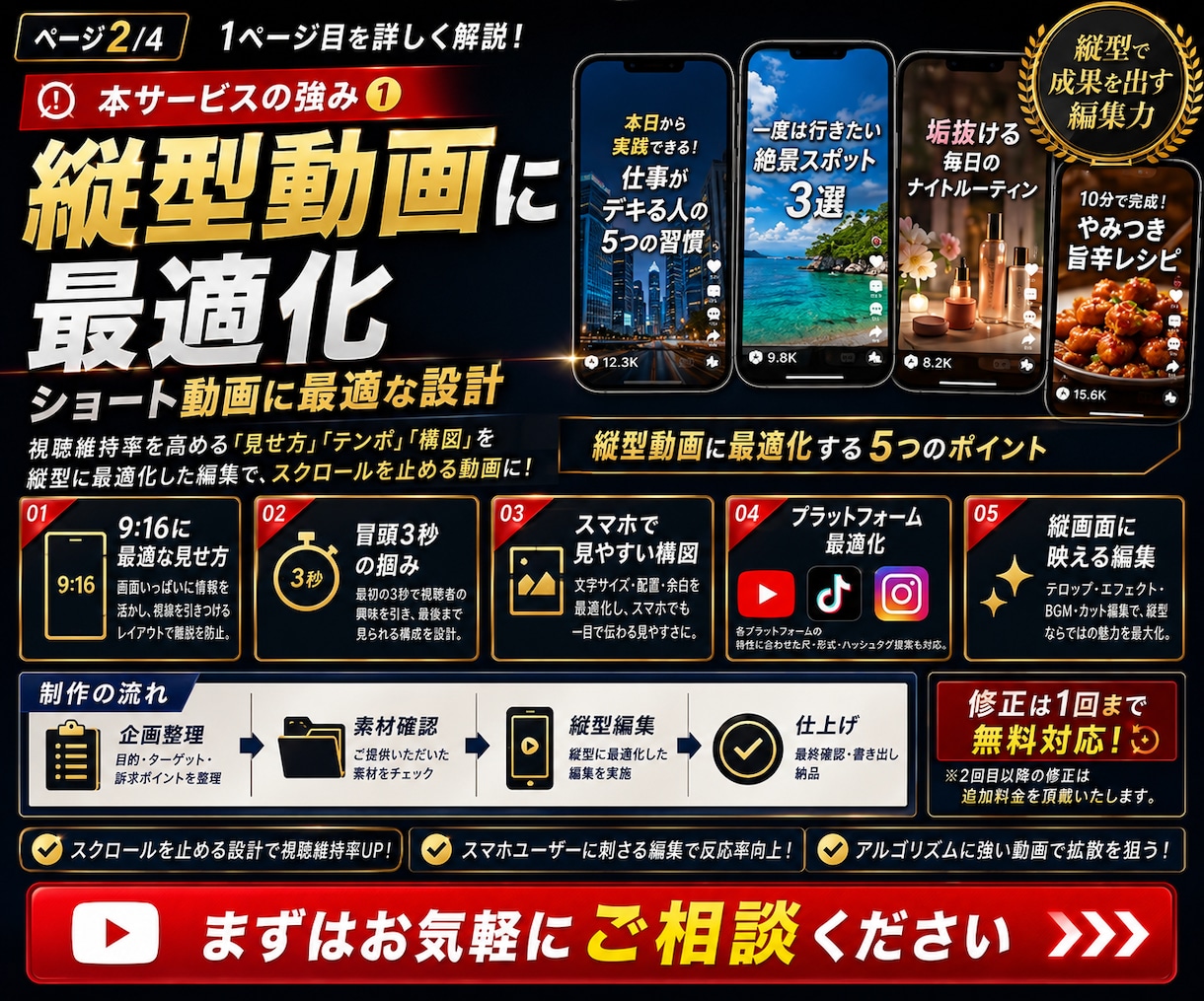 現役テレビ制作者が伸びるショート動画を編集します プロの演出で再生数＆登録者数UP！TikTok・ショート対応 イメージ2