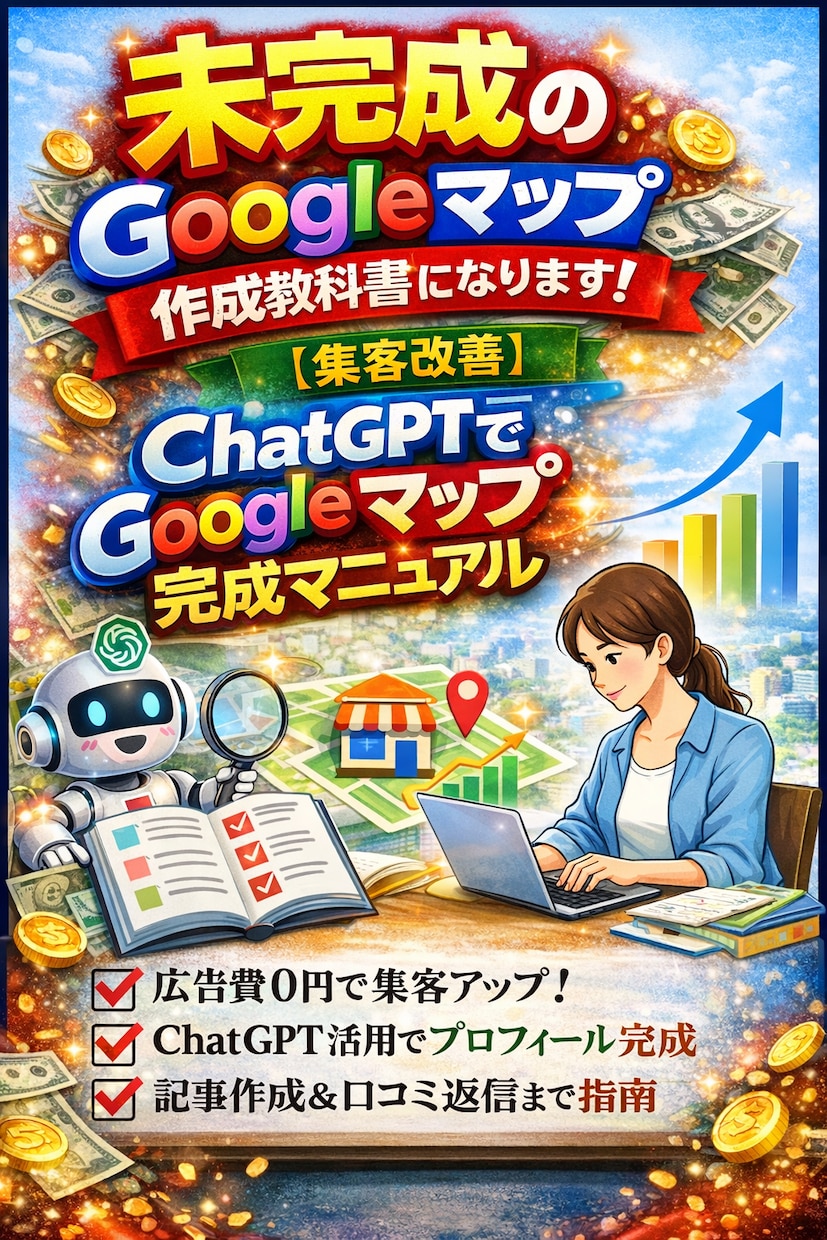 未完成のGoogleマップ作成教科書になります 【集客改善】ChatGPTでGoogleマップ完成マニュアル イメージ1