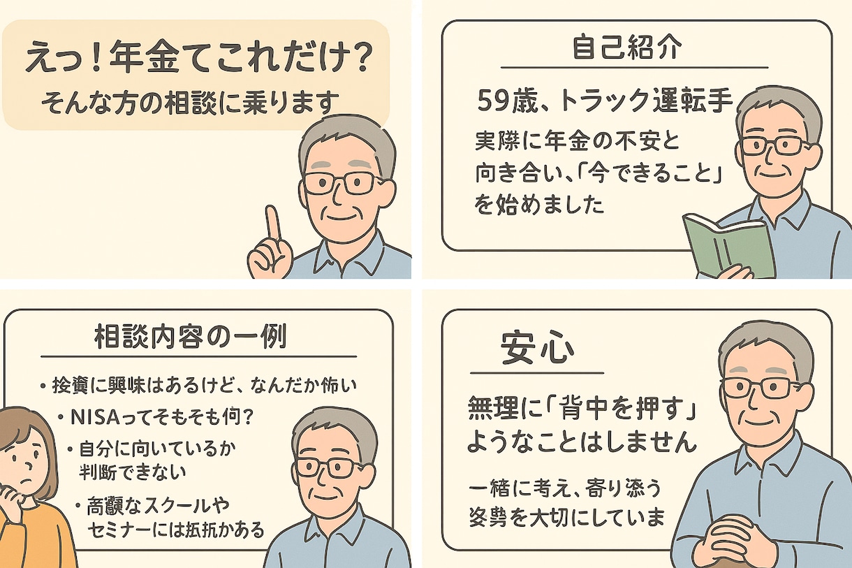 えっ！年金てこれだけ？そんな方の相談に乗ります この年金額で暮らせるの？…まず一歩、話してみませんか？ イメージ4