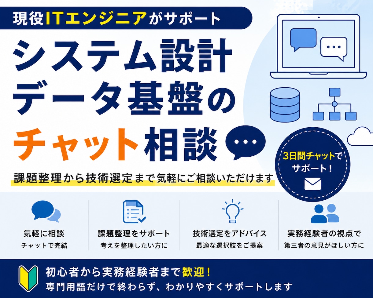 現役ITエンジニアがお悩みにチャットでお答えします 課題整理から技術選定までチャット形式で気軽にご相談を承ります イメージ1