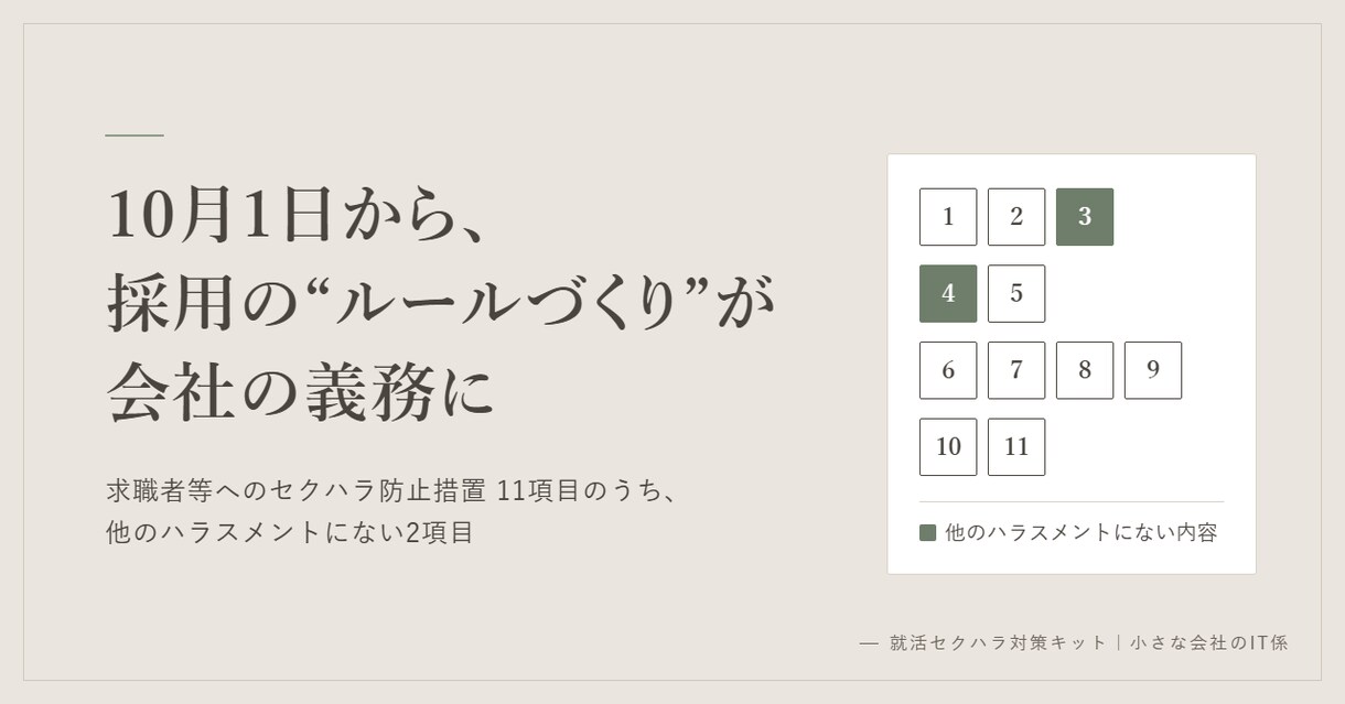 就活セクハラ義務化対応の規程・研修資料を納品します 10月施行。面接・社員訪問・インターンのルールと窓口案内 イメージ1