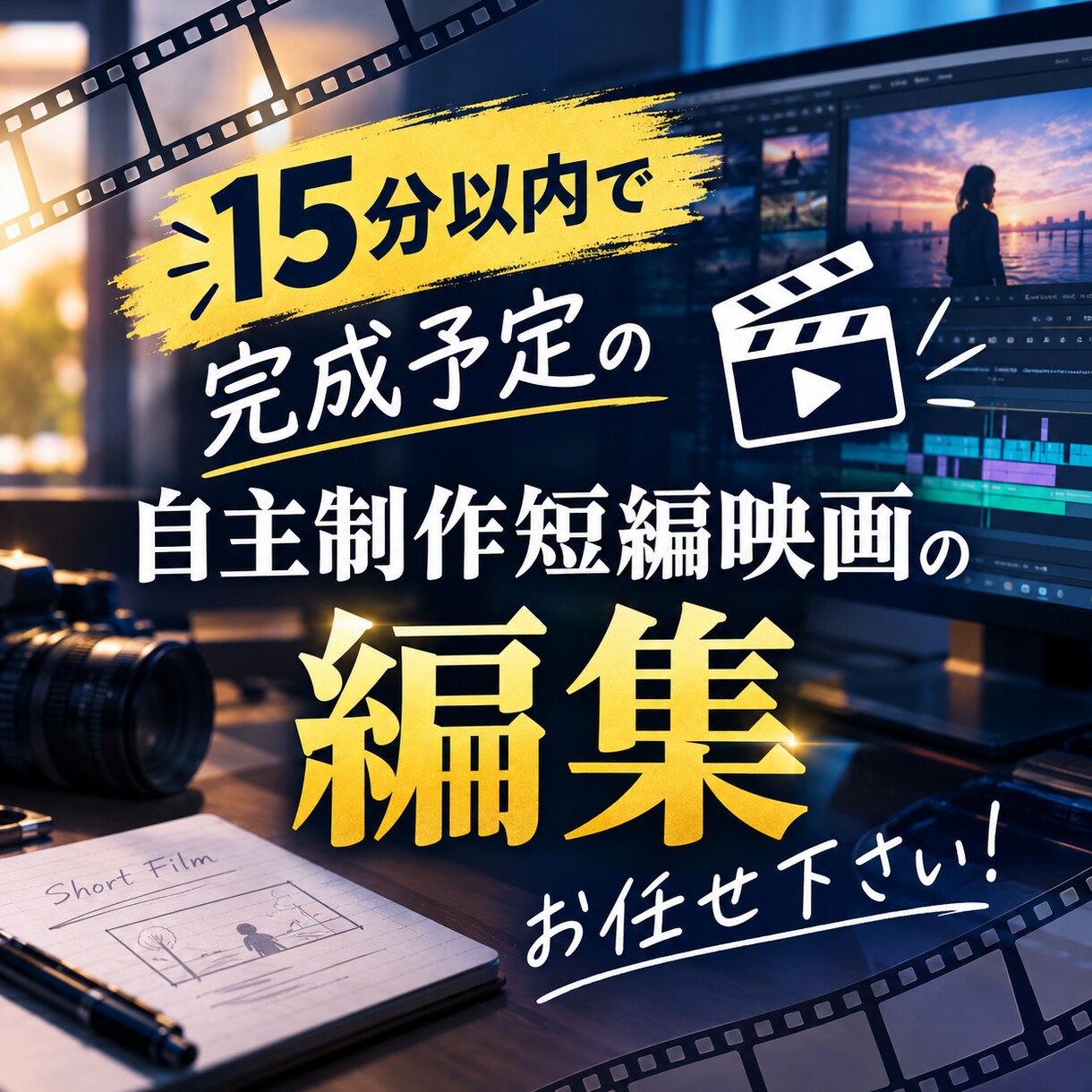 15分以内の自主制作、短編映画を編集します ２回まで修正OK！ギガファイル便にて、MP4で納品！ イメージ1