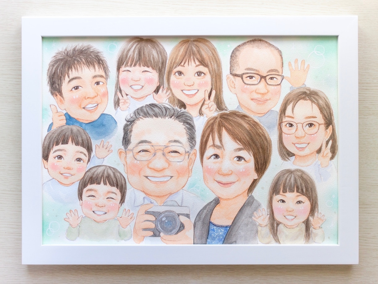 大好評！鮮やかな6名以上の水彩似顔絵描きます プレゼントにぴったり♪もらって嬉しい大人数の似顔絵 イメージ8
