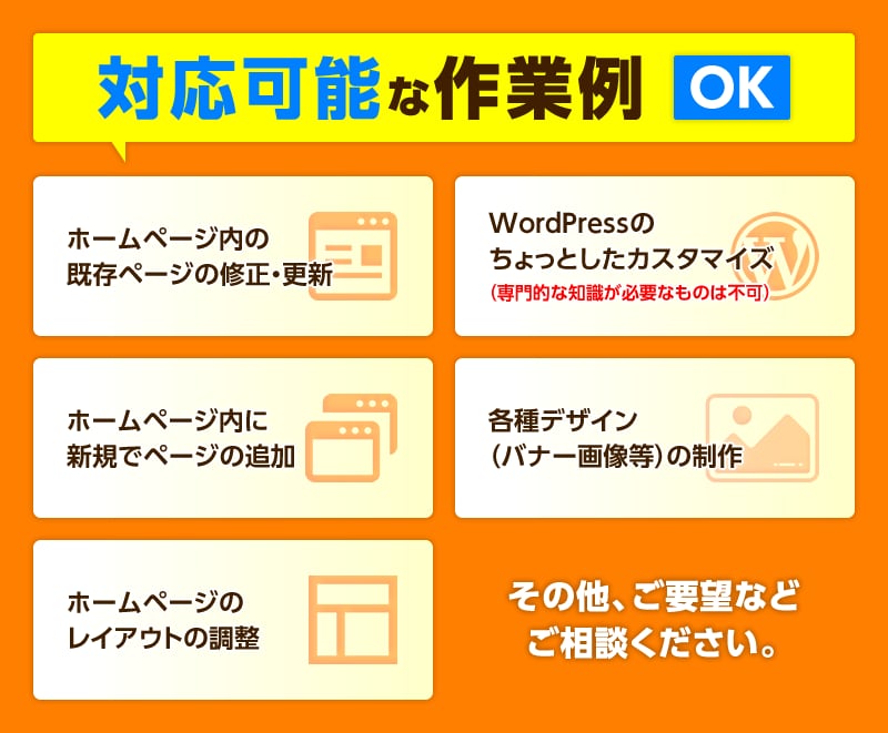 月額定額制でホームページを修正／更新します 契約期間は30日、更新だけでなく画像の制作などもお任せ下さい イメージ3