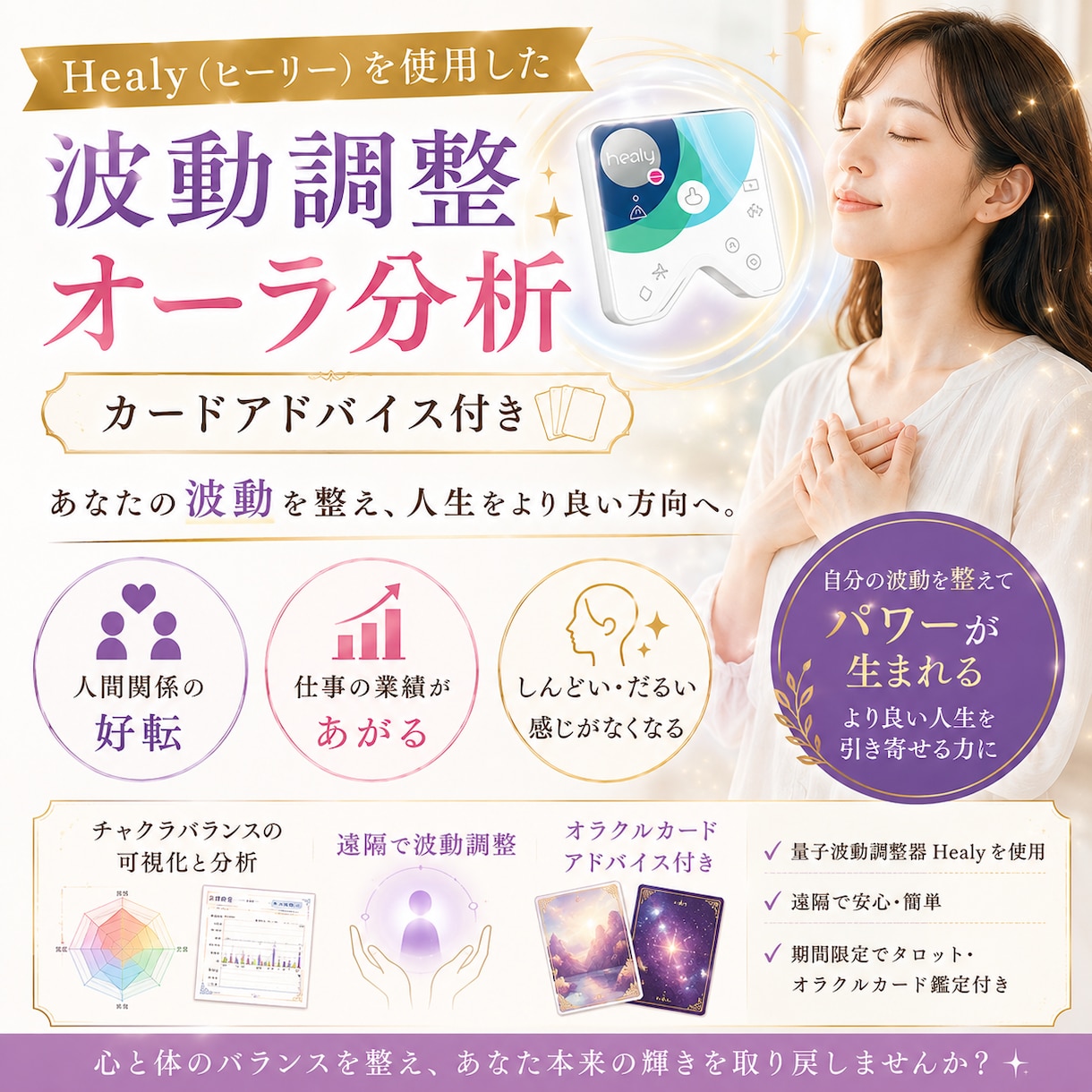 オーラ分析×Healyで今のあなたを読み解きます チャクラバランスを可視化｜遠隔波動調整＋カードメッセージ付き イメージ5