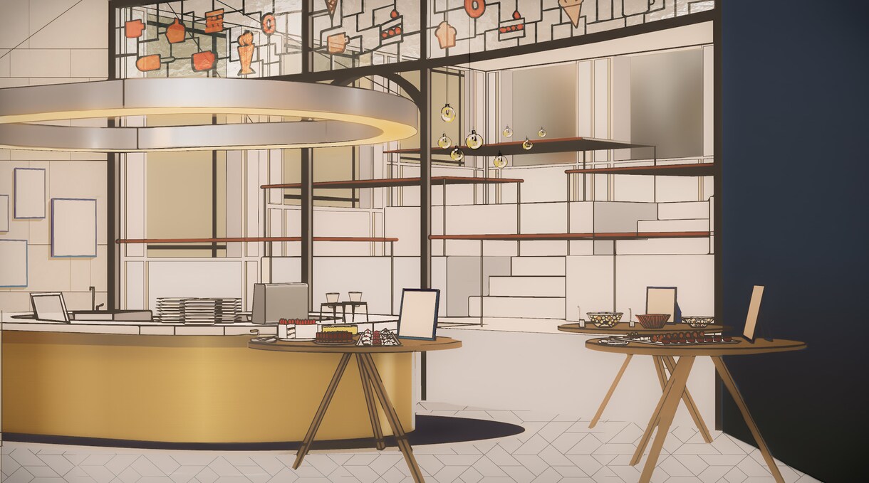 空間の雰囲気が伝わるパースを手描きベースで作ります 店舗など開業/提案で空間コンセプトをビジュアルで伝えたい方へ イメージ1