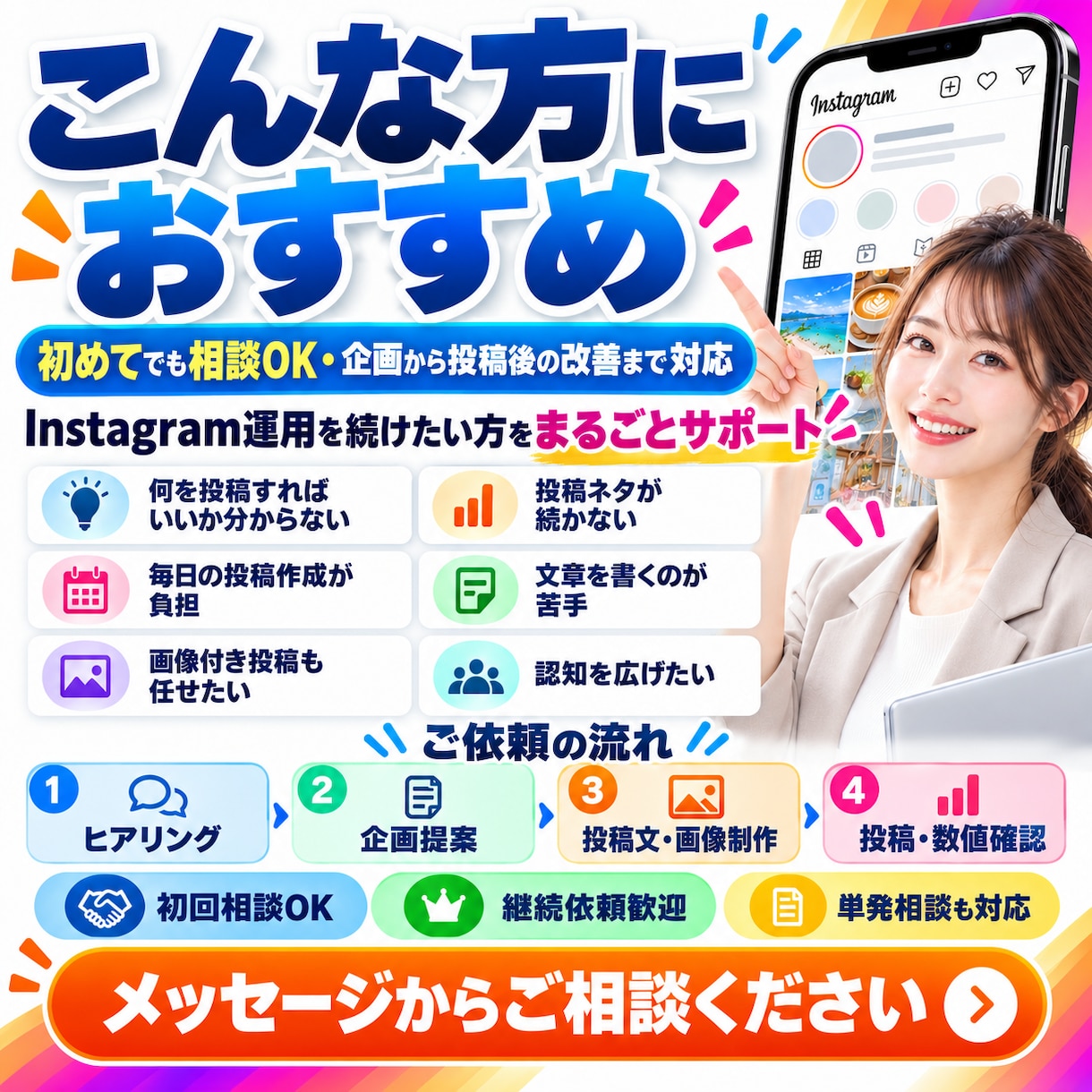 Instagramの運用を作成からまるごと代行ます 投稿文・画像制作・投稿・数値確認まで一括対応 イメージ2