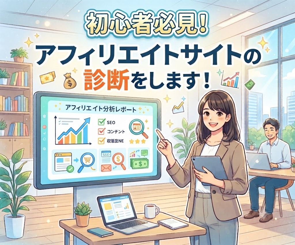初心者必見！アフィリエイトサイトの診断をします ◆なぜサイトから売り上げが無いのか？詳しく診断いたします。 イメージ1