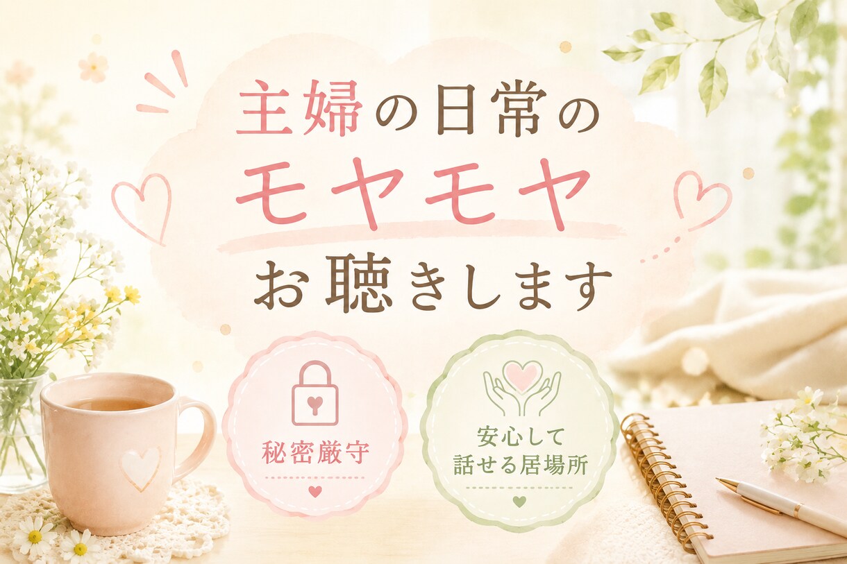 主婦の味方！ママ友・義実家等のモヤモヤお聴きします 短時間OK！誰にも言えない秘密の愚痴、否定せずに受け止めます イメージ1