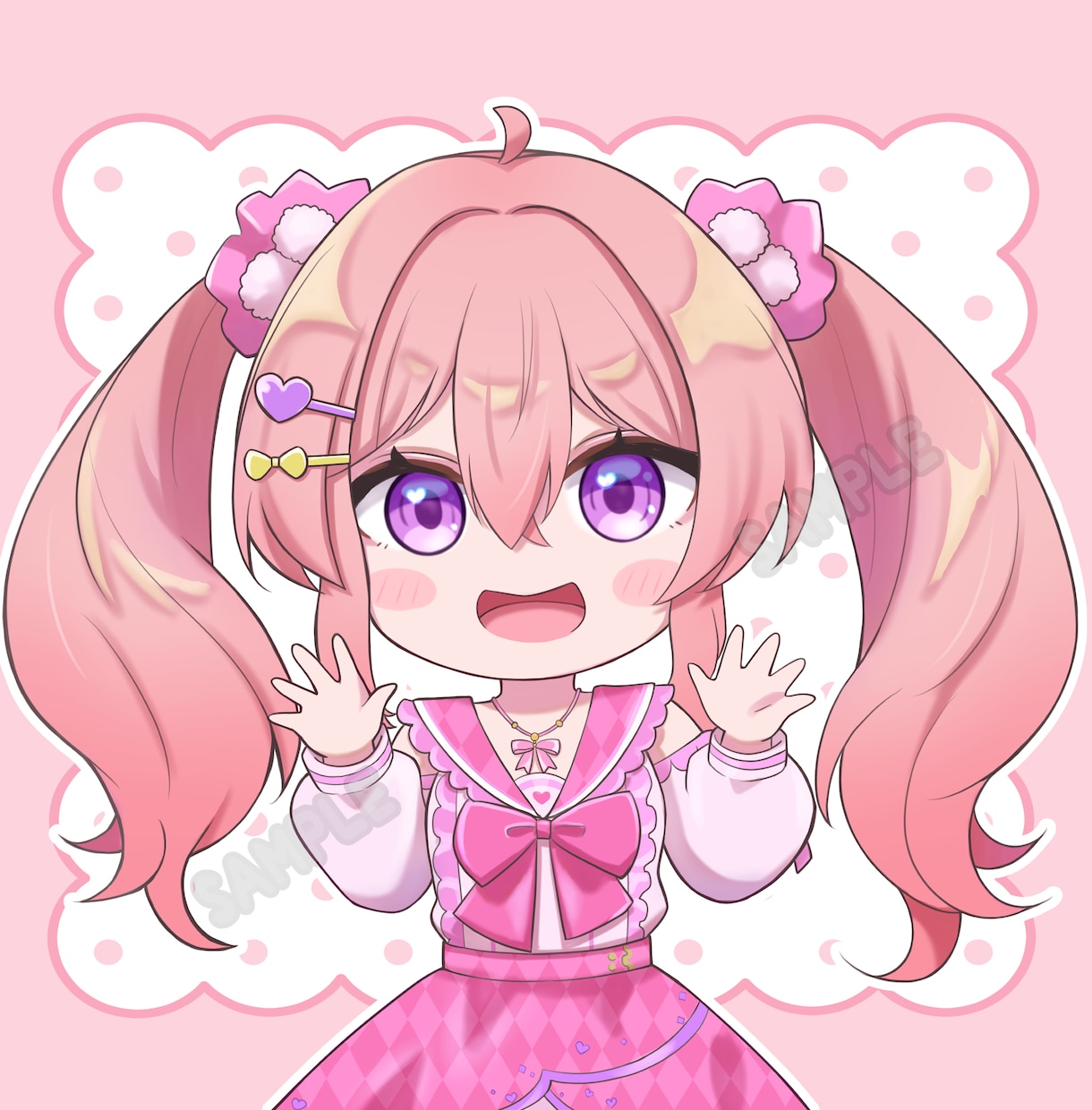商用料込！かわいいアニメタッチのミニキャラ描きます アイコンやグッズ等に使えるイラスト作成します イメージ3