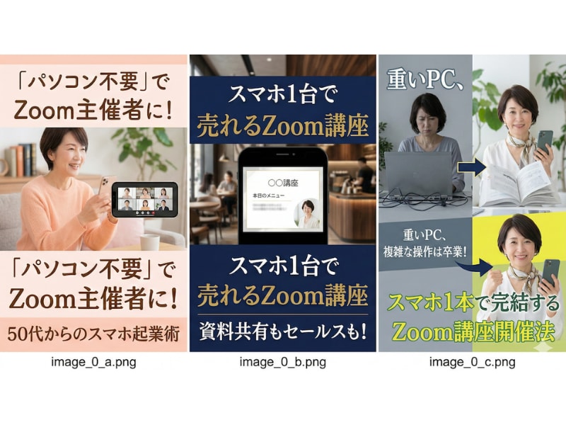 40代女性・起業｜スマホ1台でZoom講座できます パソコン不要！資料共有からセールスまで、スマホ1本で完結 イメージ2
