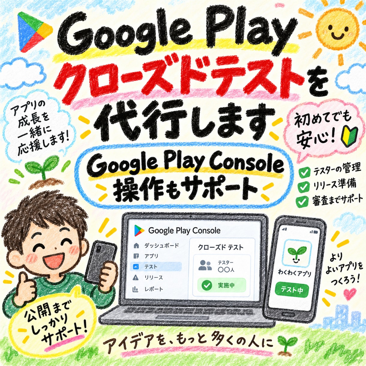 Google Playクローズドテストを代行します Google Play Console操作もサポート イメージ1