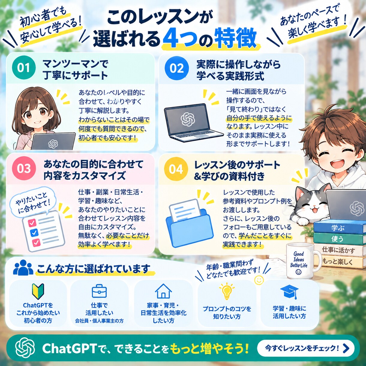 初心者向けChatGPTレッスンをします 教員経験を活かしてマンツーマンで優しく教えます イメージ4