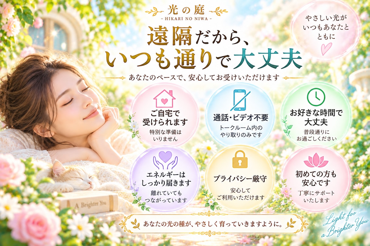 あなたの光の種を育てる遠隔ヒーリングを届けますます 今のあなたに必要な光を選び、本来の輝きへやさしく寄り添います イメージ6