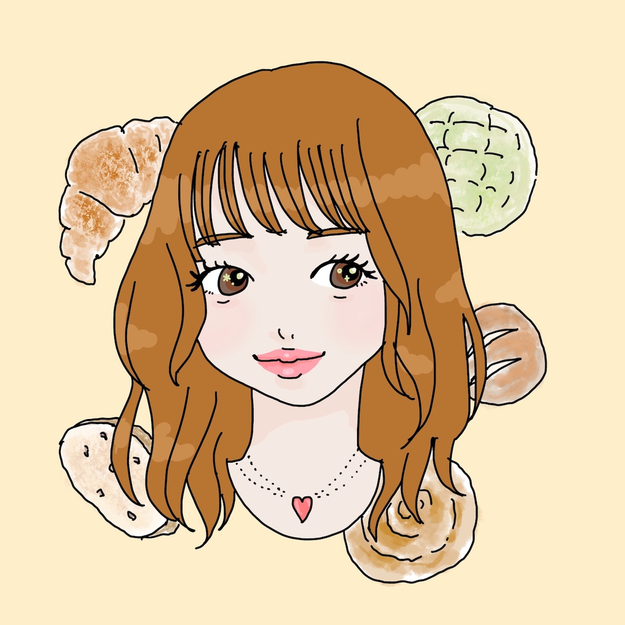 お好きなモチーフ付♡似顔絵SNSアイコン作成します お気に入りのお花、スイーツ、ジュエリーなどと一緒に♪ イメージ2