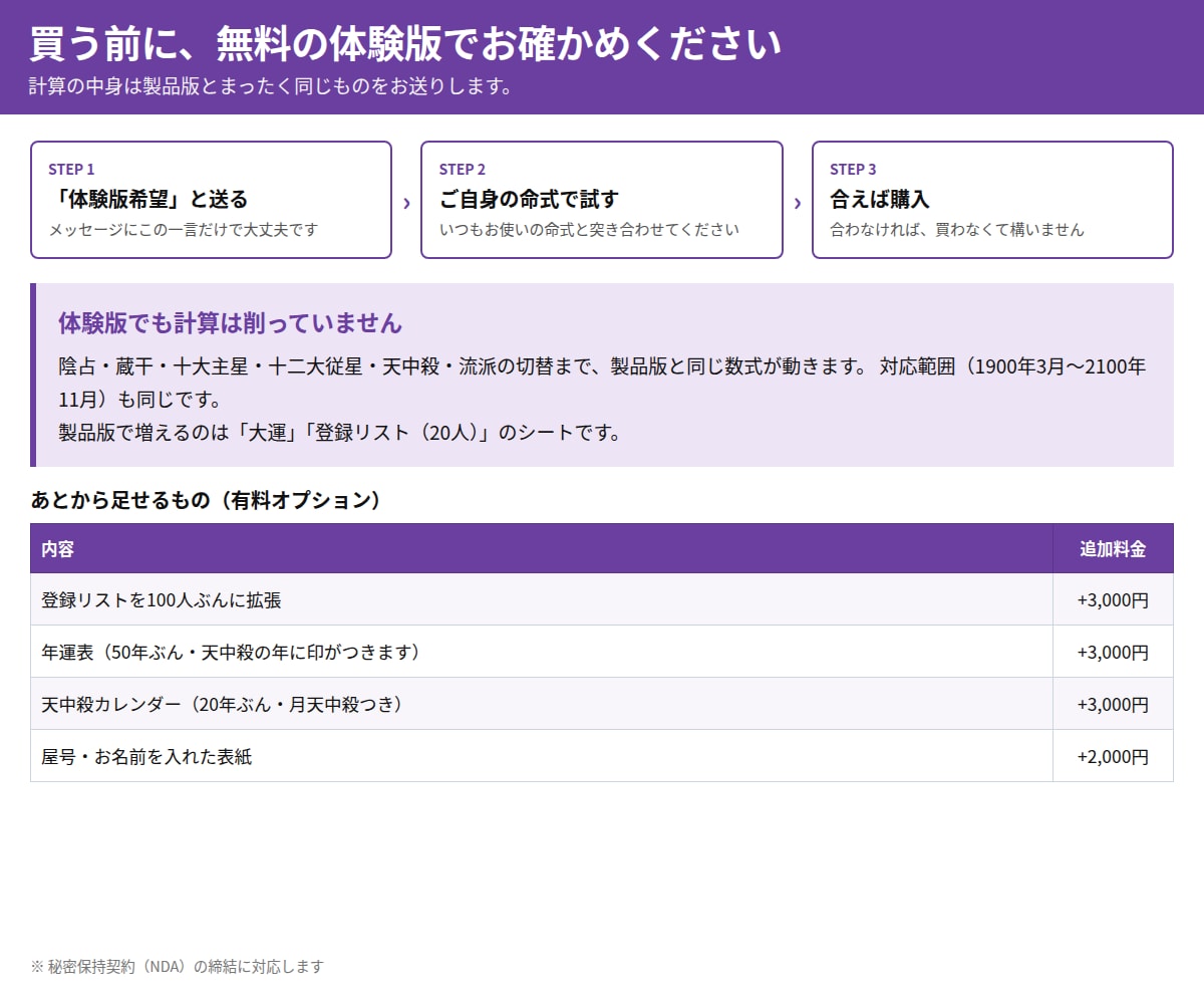 算命学の人体星図・天中殺をエクセルで出します 蔵干表は算命学専用。四柱推命の表は使っていません イメージ10