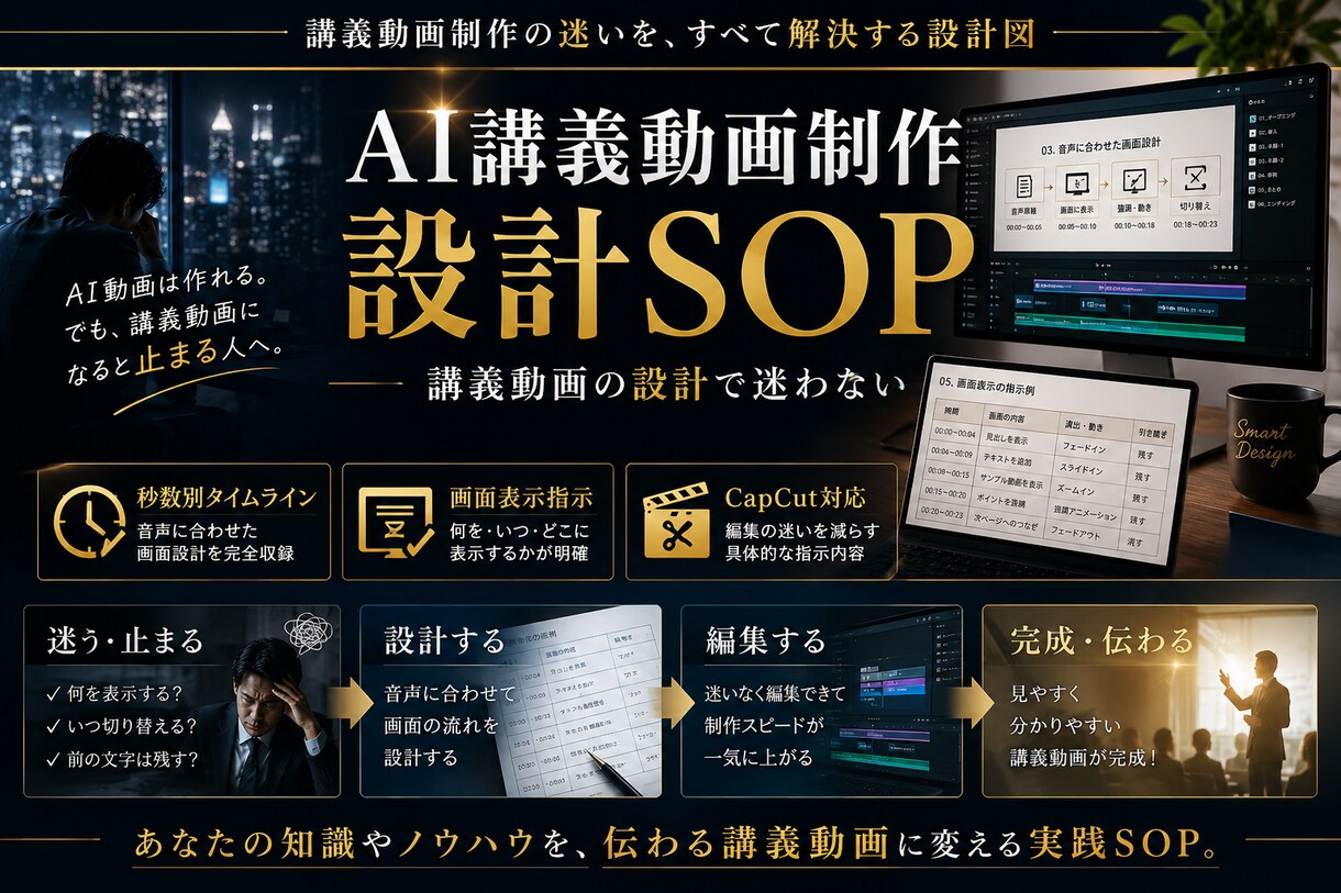 AI講義動画制作マニュアルを提供します AI動画教材を見やすい講義動画にできます イメージ2