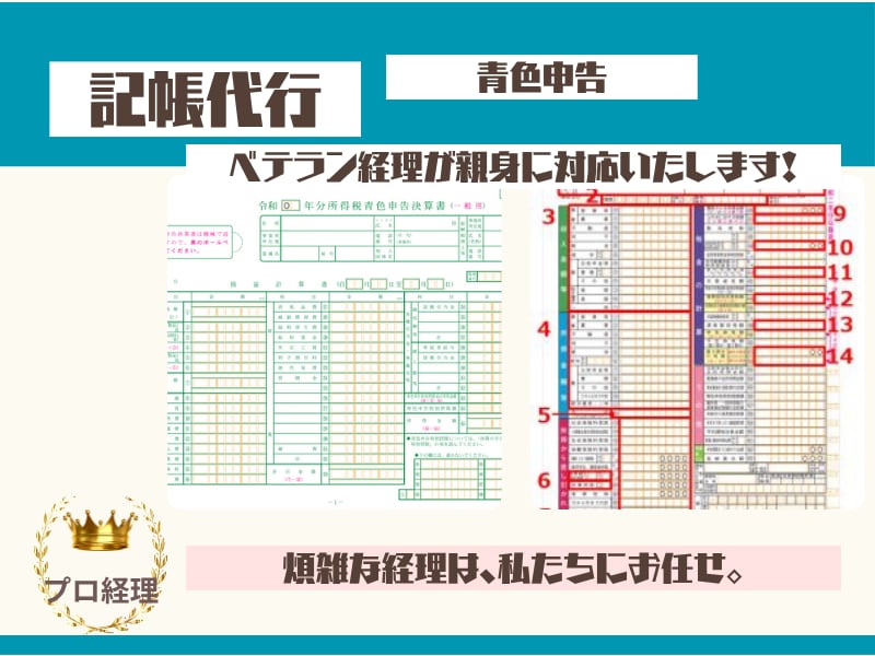 仕分け数お得に、プロ経理が個人事業主の記帳をします 当方の会計ソフトで記帳可能。ベテラン経理が青色申告をお手伝い イメージ3