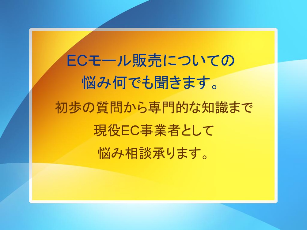 ECモール販売についてのお悩み聞きます 商品登録・販売マーケティング・仕入れ・広告施策・クレーム対応 イメージ1