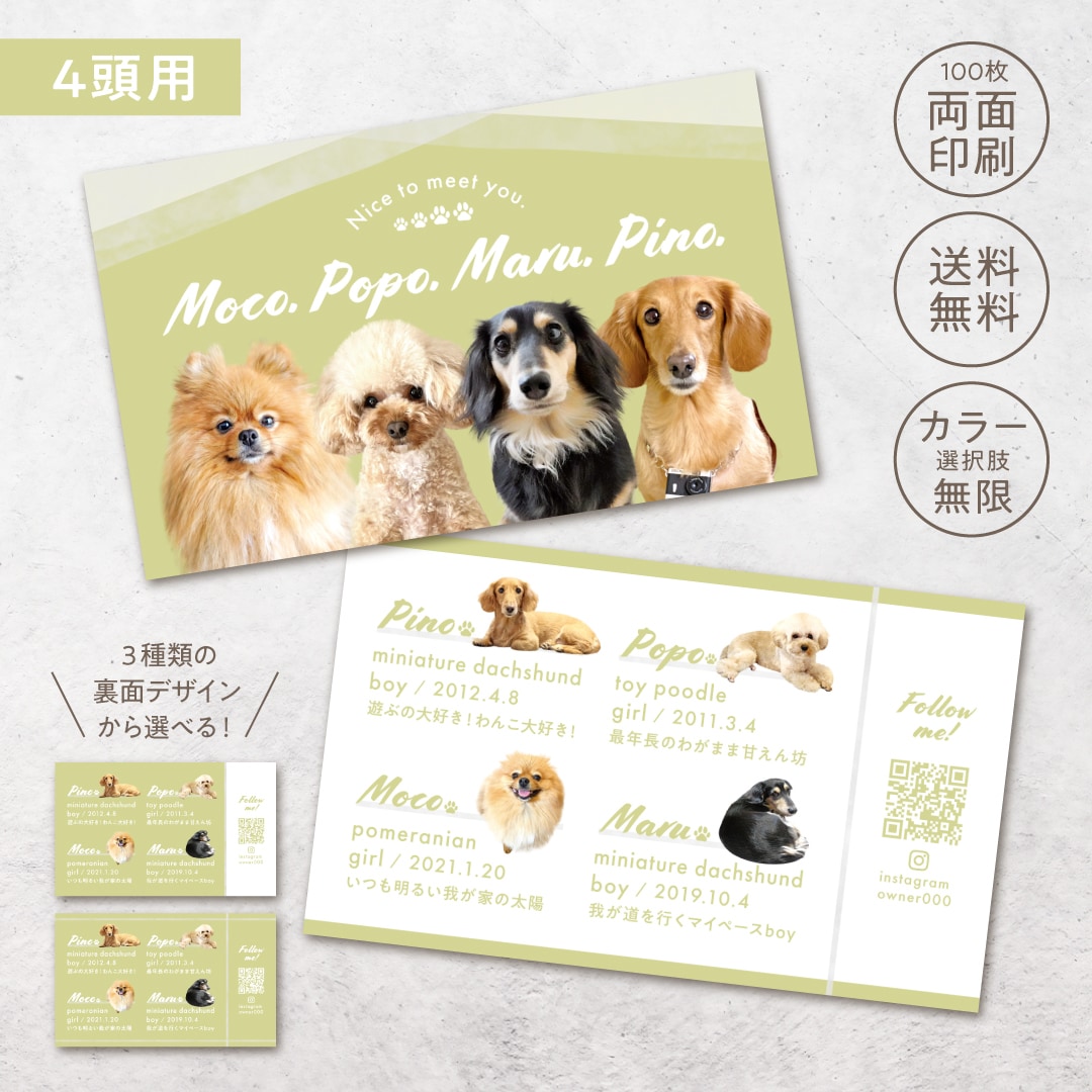 4頭限定×フェミニンが可愛いペット名刺制作します ４頭限定！印刷代込み100枚！オフ会・イベントで大活躍♩ イメージ1