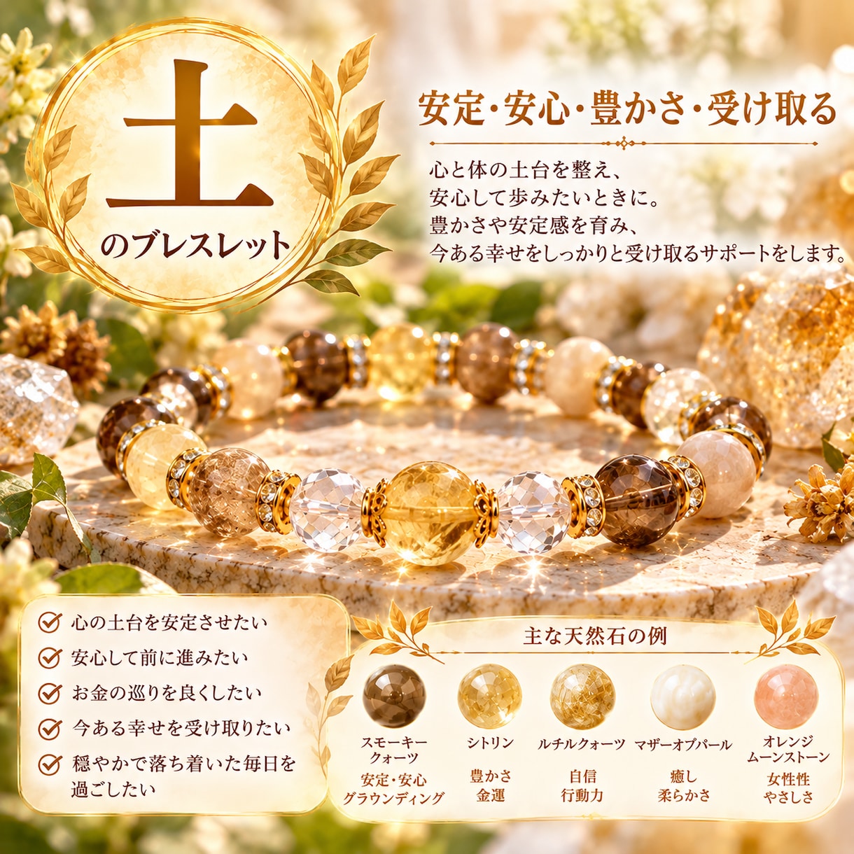 五行バランスから天然石ブレスレットをお作りします 五行を読み解き、あなたに合う天然石で「巡り」をデザインします イメージ4
