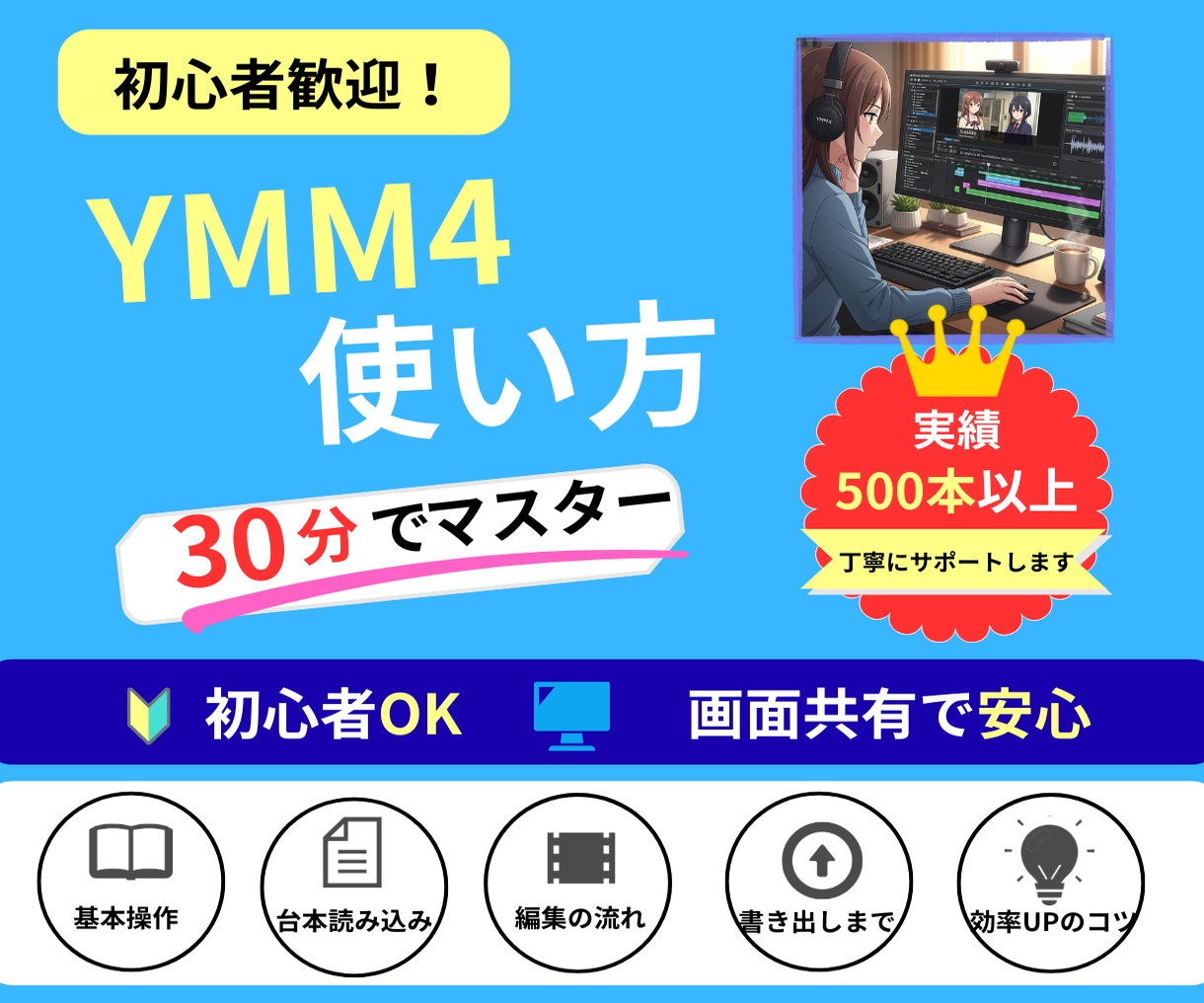 YMM4初心者OK！30分で使えます 分からないを即解決！動画作れます イメージ1