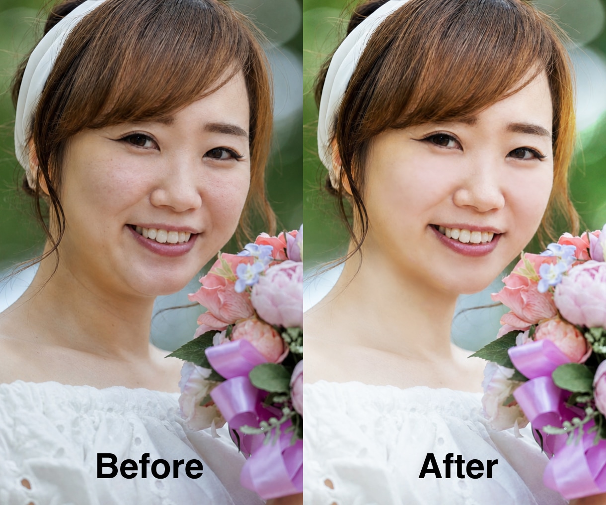 最安値！結婚式写真レタッチ・ブライダル補正します 肌・体型を自然に補正＋背景も美しく仕上げます。 イメージ1